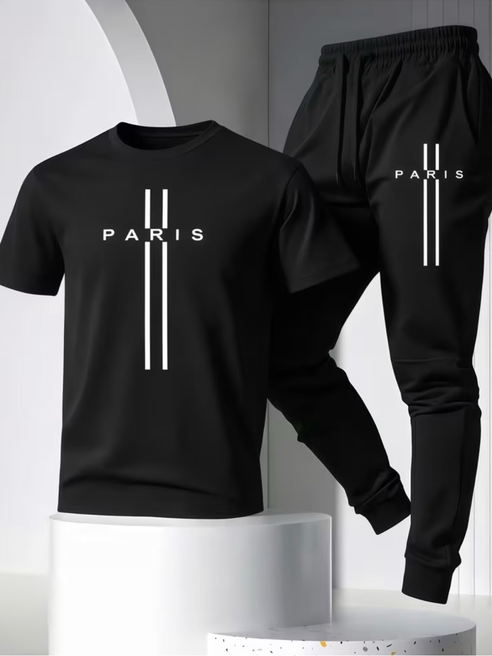 Paris Mens Sports Fashion Pants Joggers Tshirt Set NEW Outdoors Size Medium Gift